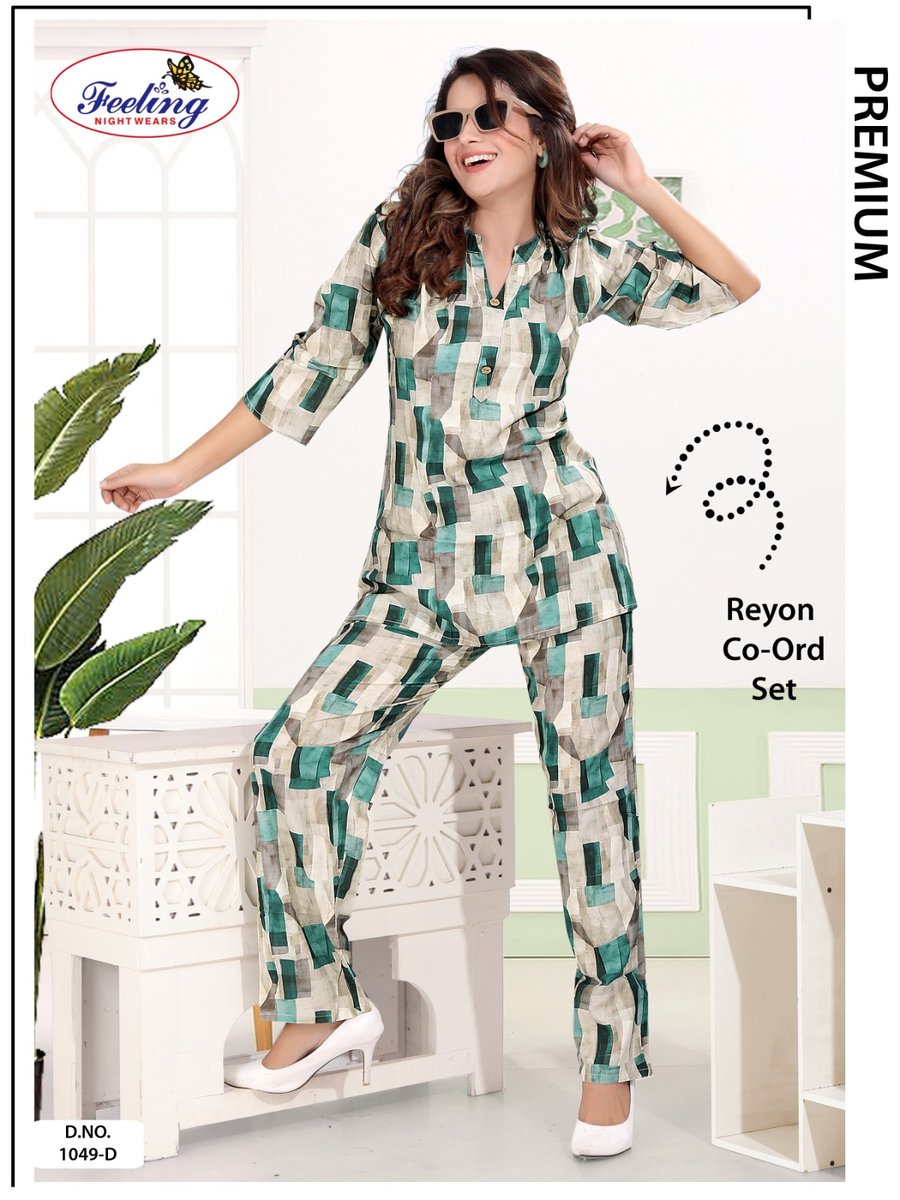 FEELING NIGHT SUIT CO-ORD SET 1049 COLORS 3