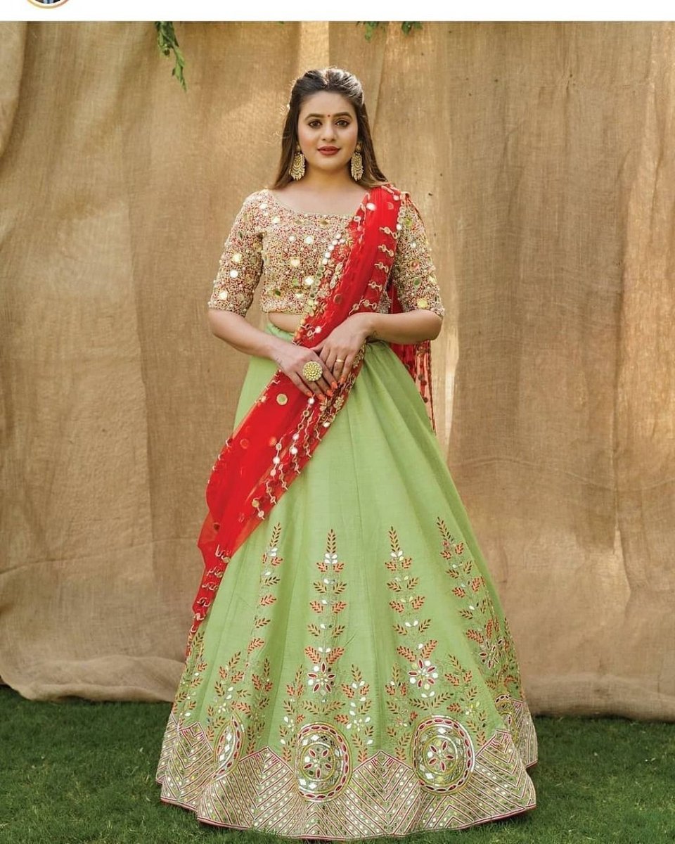 Bollywood Real Mirror Work Designer Lehenega LG-398 Design 3