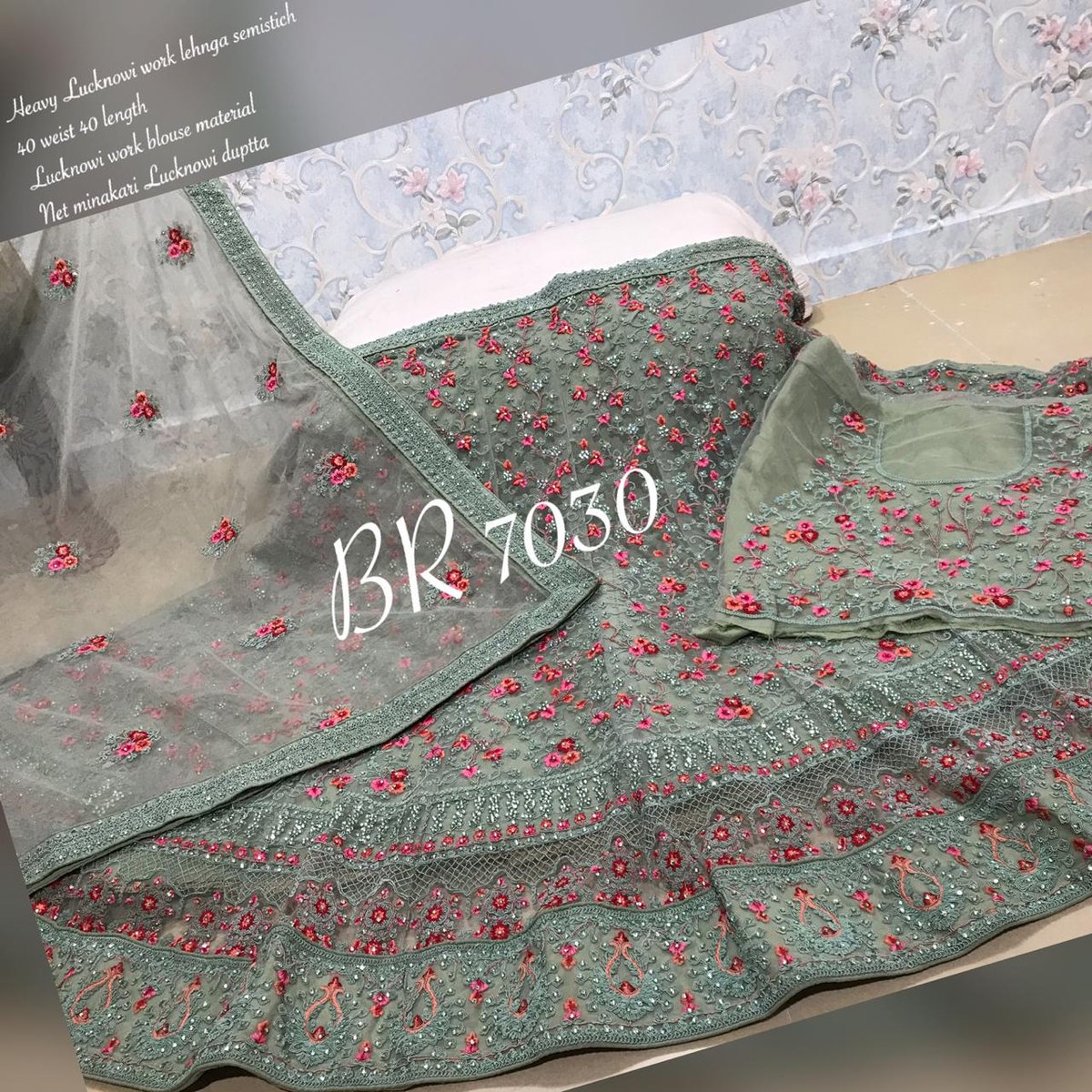 BR Lehenga Choli Lucknowi Work BR-7030 Colors 1