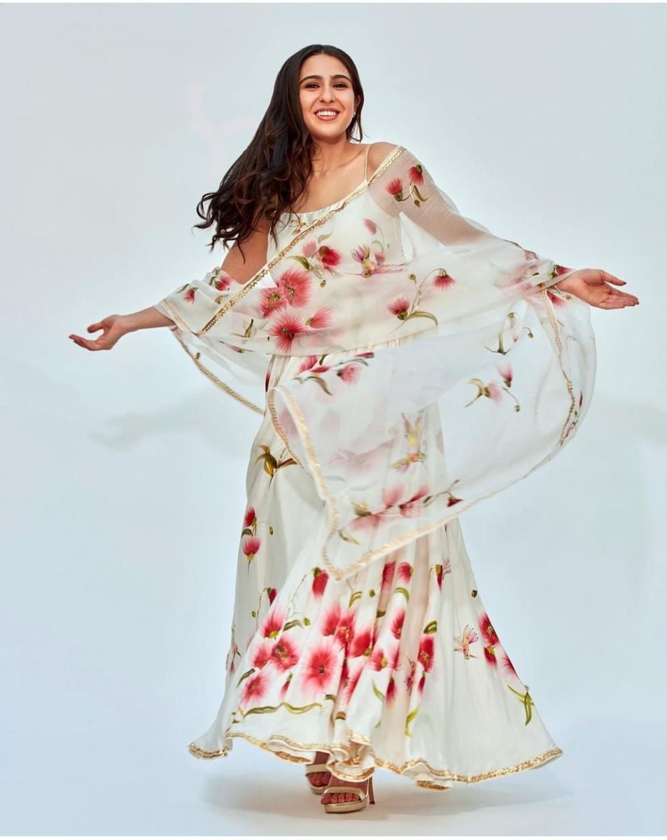 Bollywood Printed White Gown With Dupatta 1