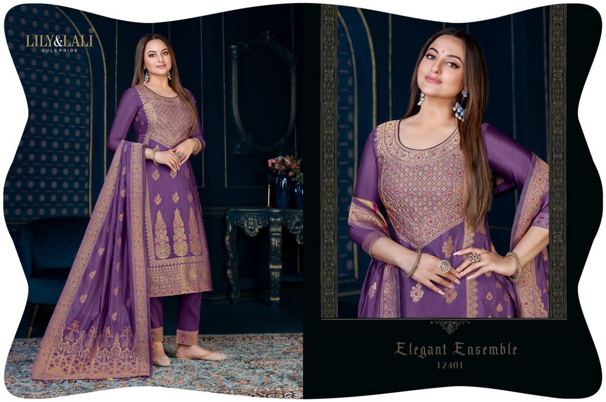 Lily And Lali Organza Jacquard Silk Kari Vol-3 12401-12408 Series 1