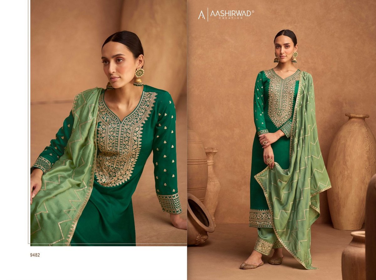 Aashirwad Creation Kesariya 9482-9484 Series 1