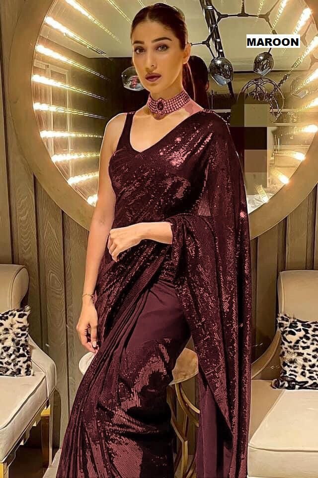 Bollywood  Designer Sequence Saree DF-3203 Colors 1