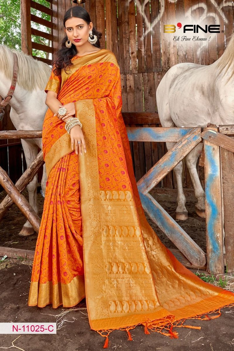 B Fine Saree Art Of Zari 11025-11027 Colors 2