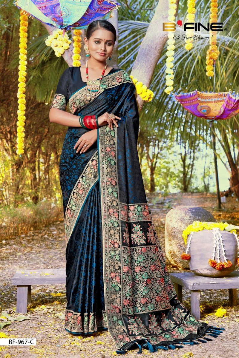 B Fine Saree Satin Silk Vol-2 BF-967 Colors 3
