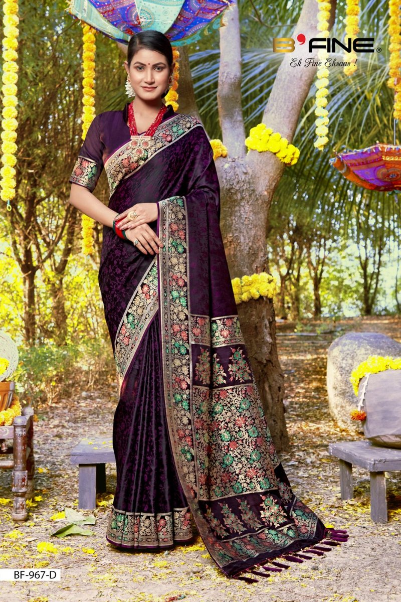B Fine Saree Satin Silk Vol-2 BF-967 Colors 4