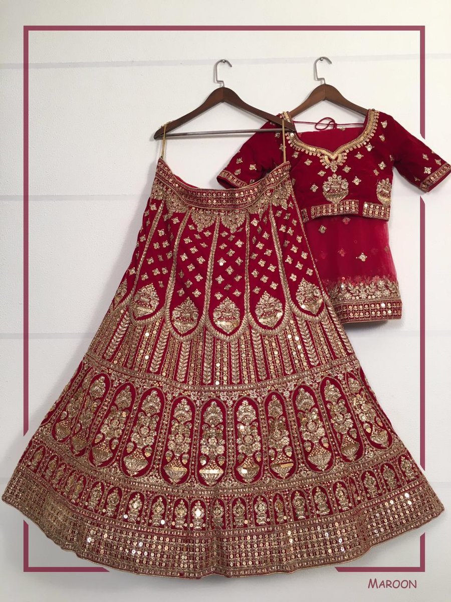 Bollywood Bridal Designer Lehenga Maroon 1