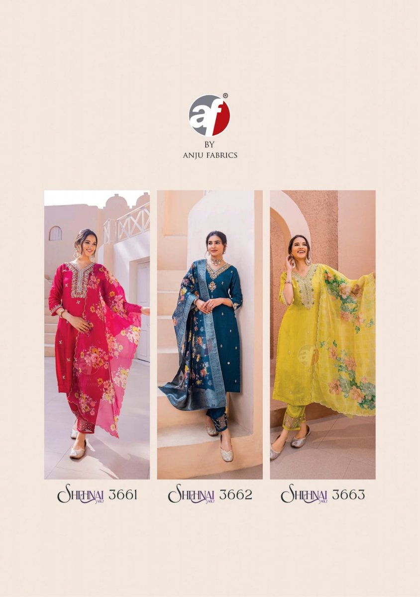 ANJU FABRIC SHEHNAI VOL-7 3661 TO 3663 4