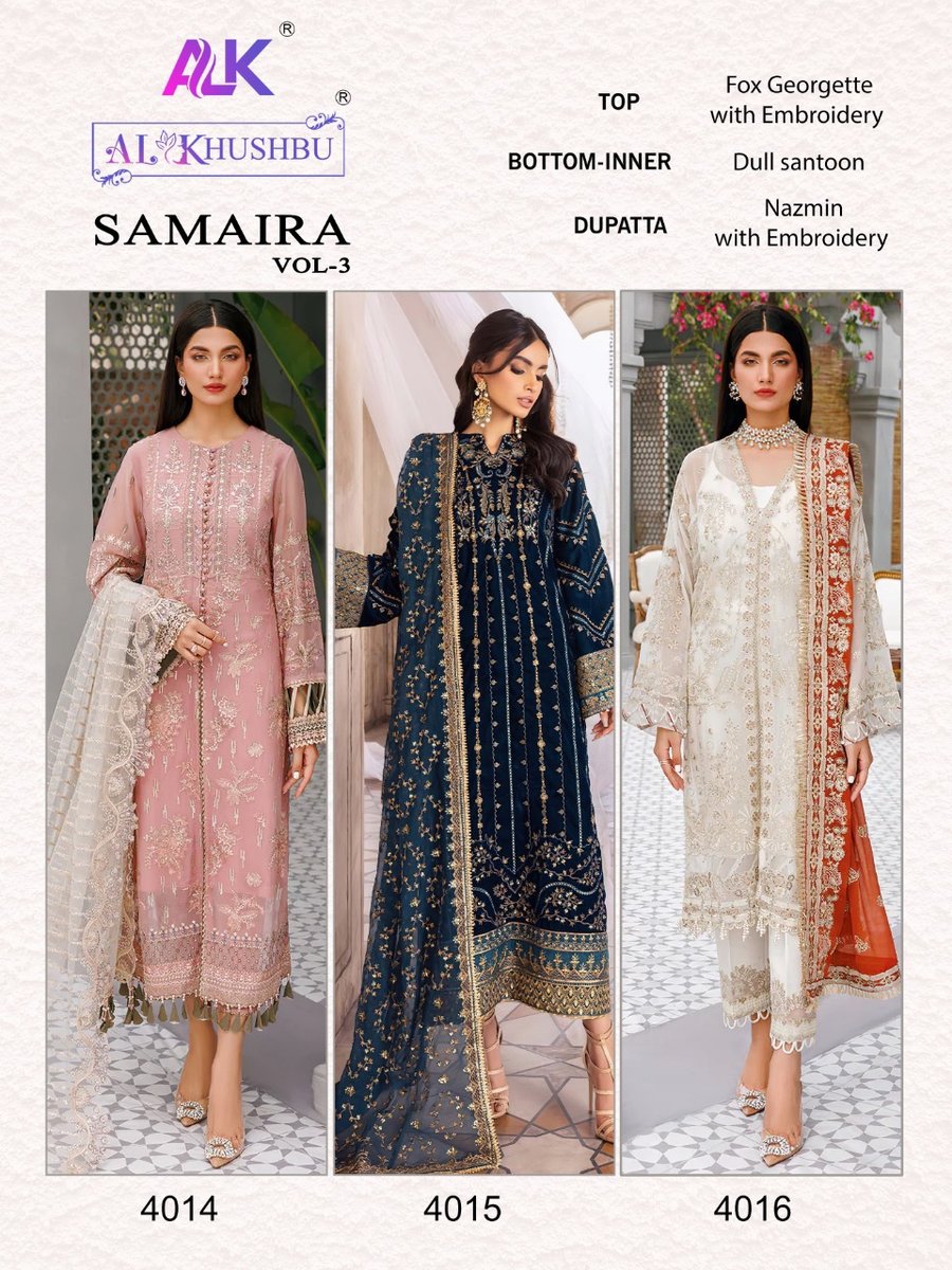 AL Khushbu Samaira Vol-3 4014-4016 Series 7