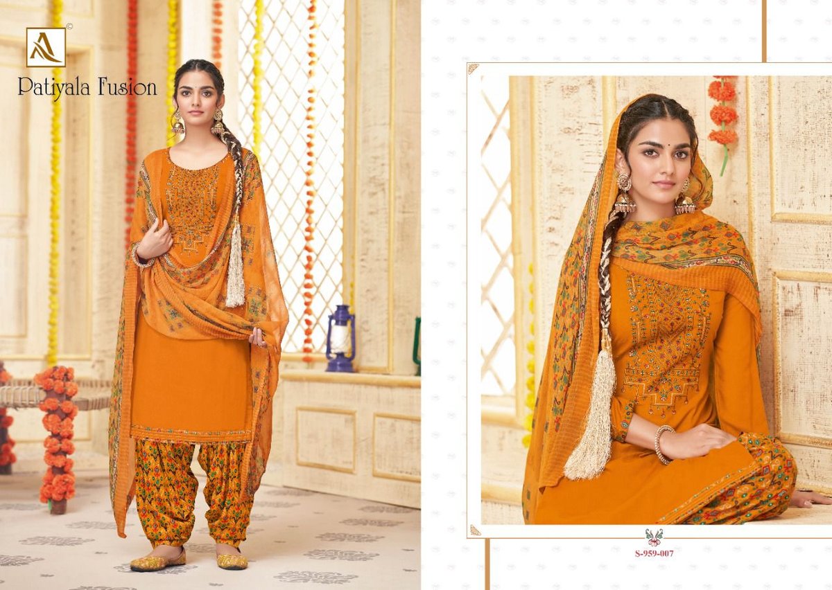 Alok Suit Patiyala Fusion 959-001 to 959-008 Series 7