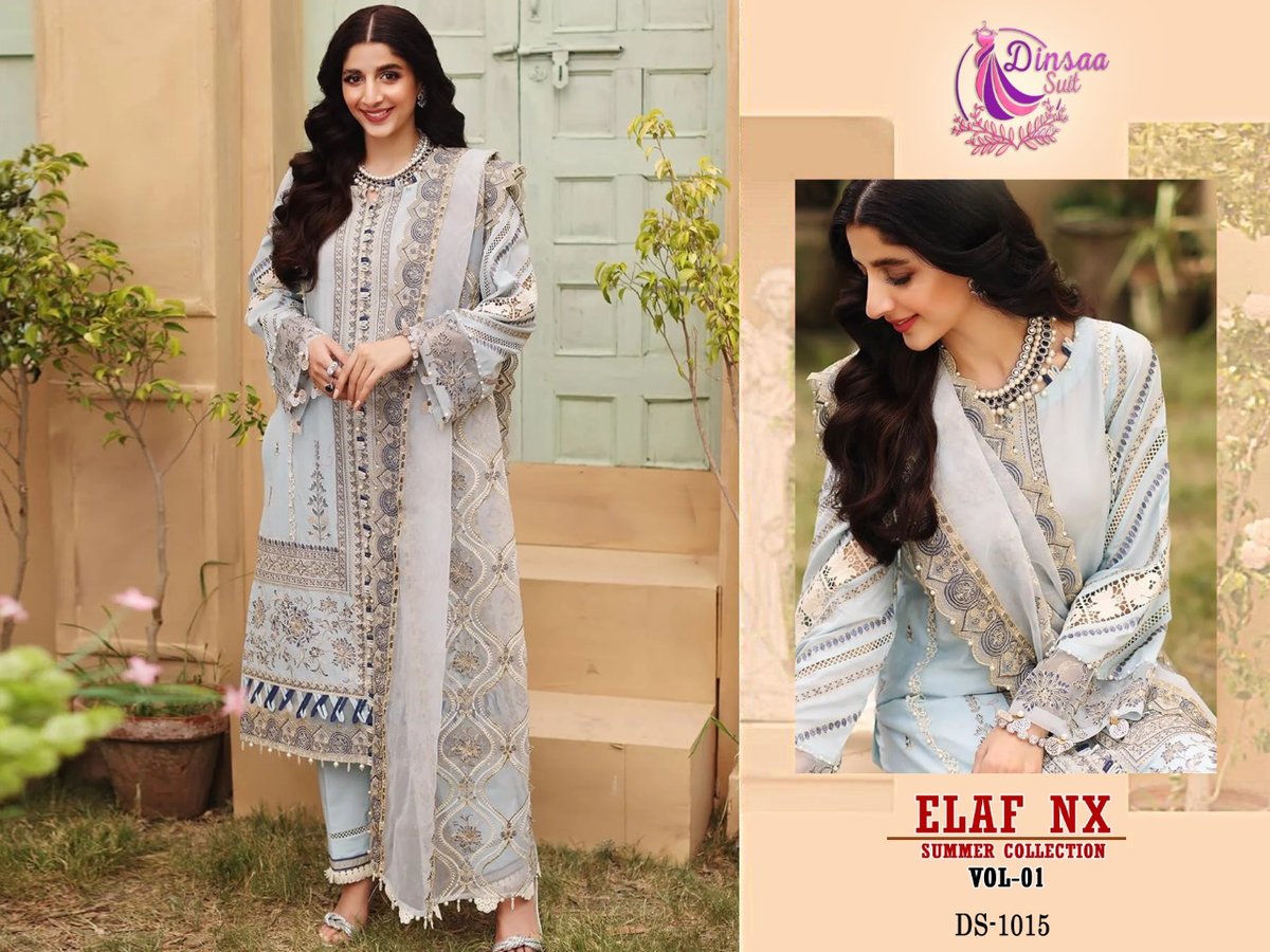 Dinsaa Suit Elaf Nx Summer Collection Vol-1 DS-1015 to DS-1017 Series 1