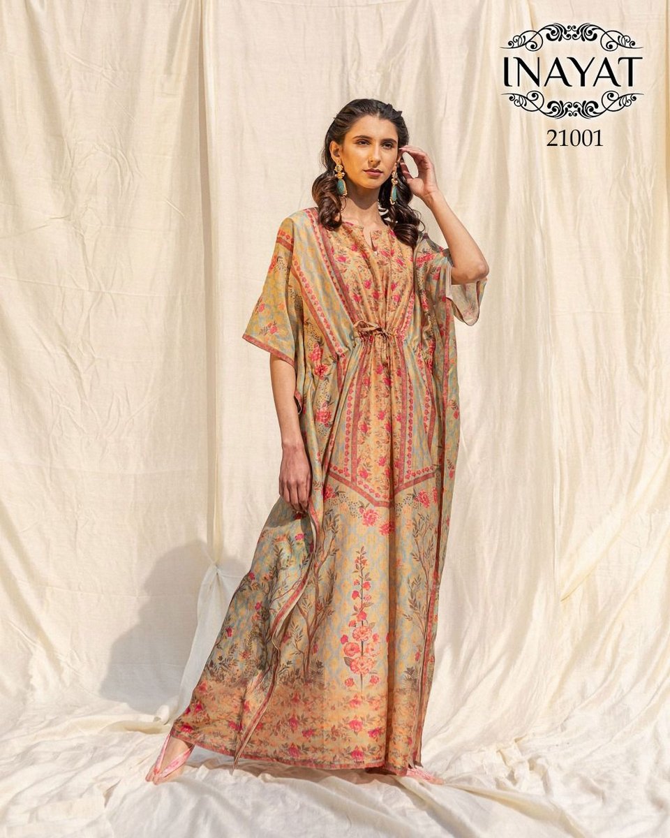 Inayat Floral Printed kaftans Collection 21001-21007 Series 1
