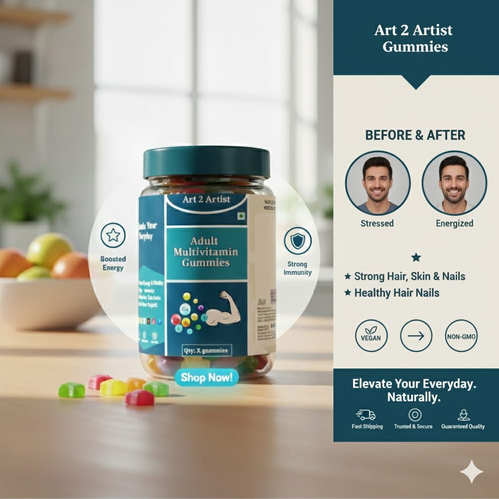 Art2artist Multivitamin Gummies (Lemon, 30 Days Pack) | For Men & Women | Boosts Energy & Immunity, Supports Joint Health 3