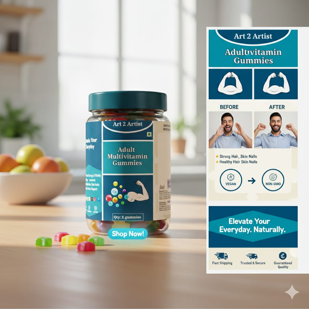 Art2artist Multivitamin Gummies (Lemon, 30 Days Pack) | For Men & Women | Boosts Energy & Immunity, Supports Joint Health 4